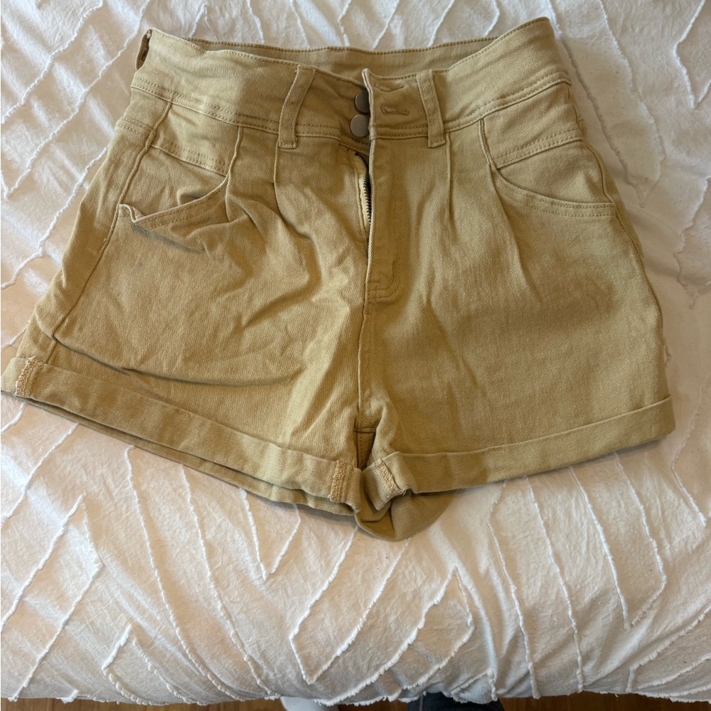 High-Rise Casual Women’s Shorts in Mustard